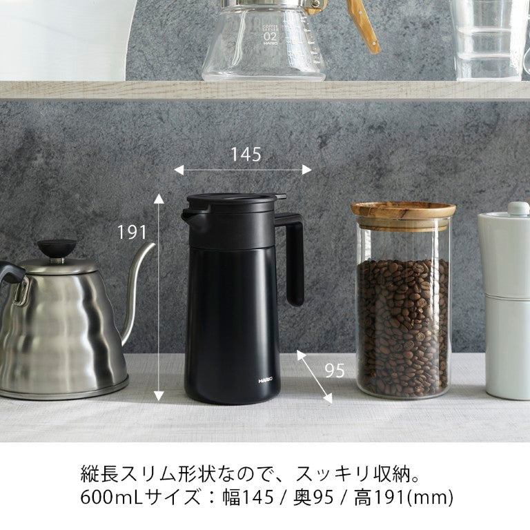 セラミックコーティング 真空二重保温ポット 600 ブラック｜HARIO