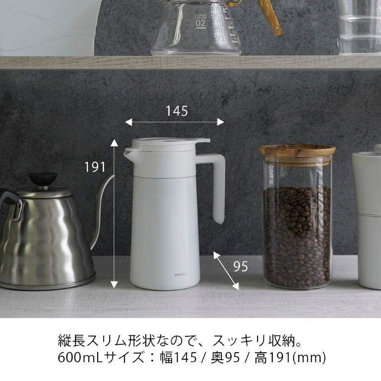 セラミックコーティング 真空二重保温ポット 600 ホワイト｜HARIO