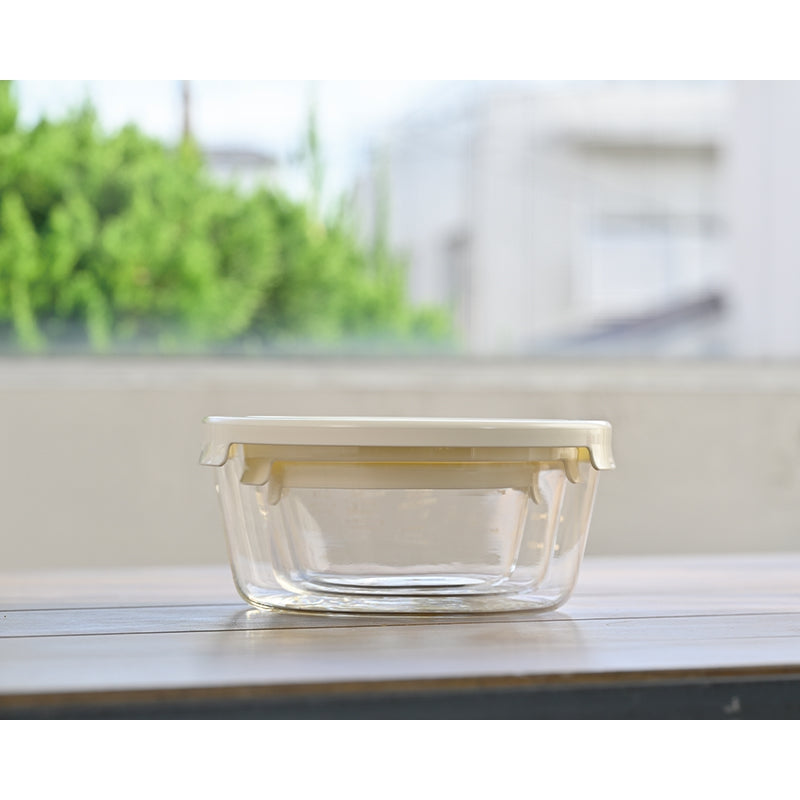 耐熱ガラス製保存容器丸3個セット オフホワイト｜HARIO Official Shop